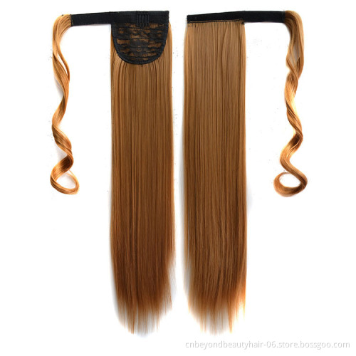 Straight Ponytail Extensions 24 Inch Long Wrap Around Synthetic Hair Piece Clip in Ponytail Hair Extensions Hairpiece for Women